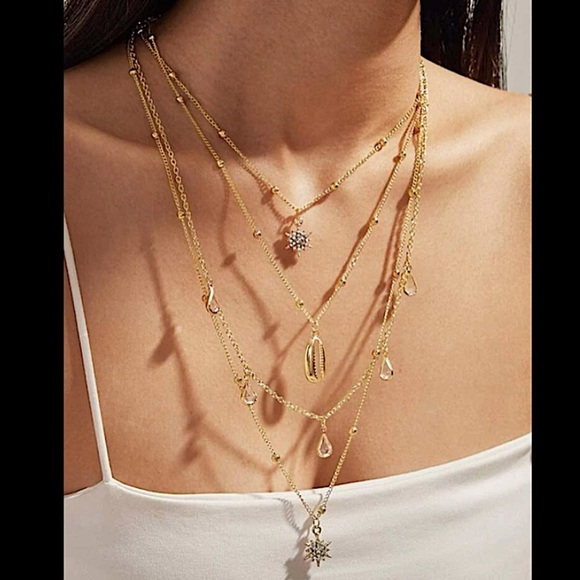 2 FOR $20 NEW MULTI LAYERED STAR SHELL STONE NECKLACE - Picture 2 of 5